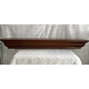 Pottery Barn Brown Wood Wall Shelf Floating Crown Molding Style 36" Long 5” Deep